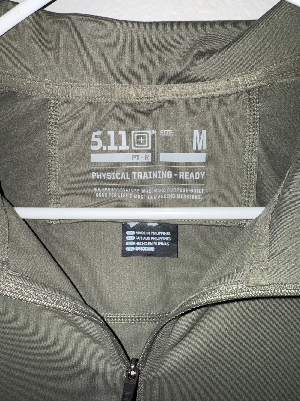 5.11 sage green pt-r catalyst pro shirt physical training ready 1/4 zip size MED - Picture 7 of 8